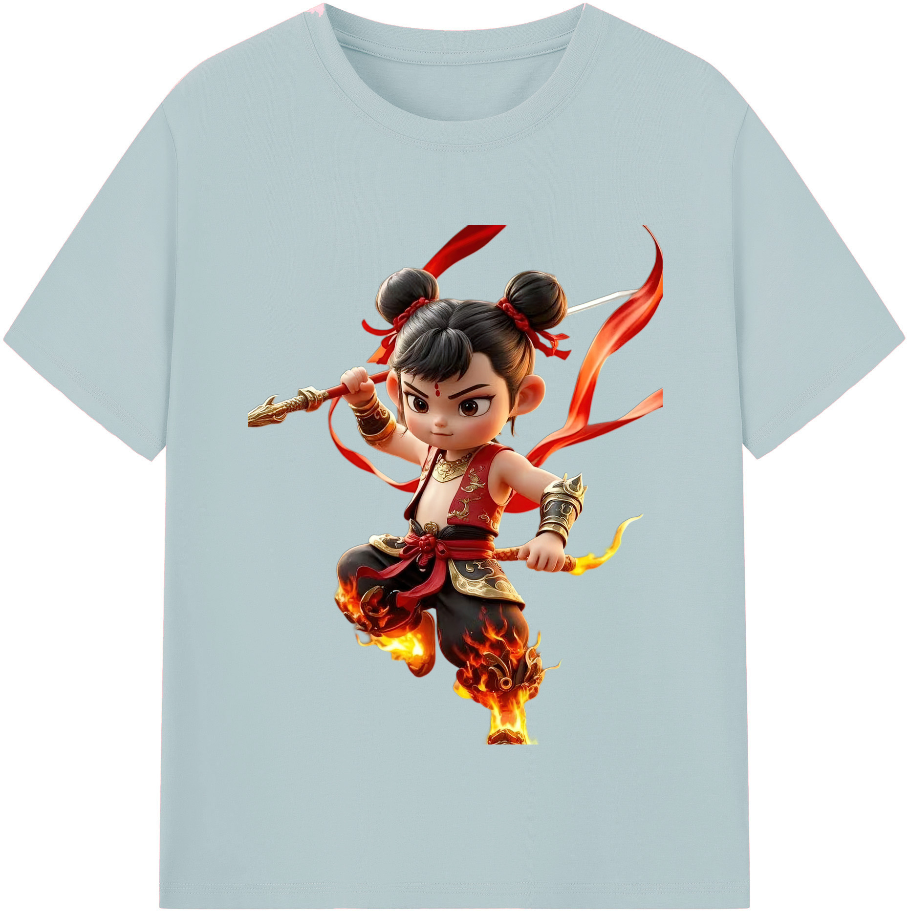 （画像用） Ne Zha 2 ナタ 魔童の大暴れ 綿100％半袖Tシャツ（フロントプリント）